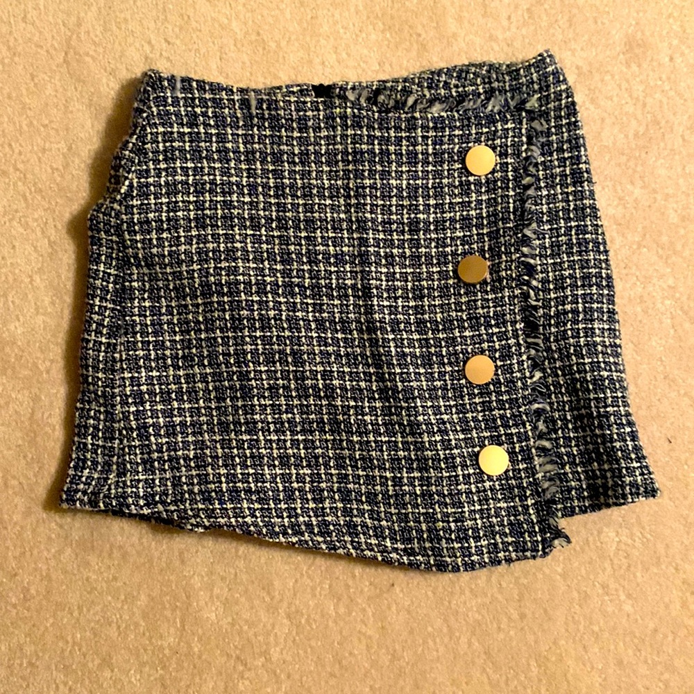 Milk & Honey Blue and Black Tweed Mini Skirt